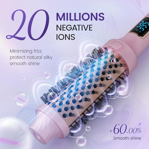 PRITECH Thermal Brush 1.5 inch, Heated Round Brush Creates Blowout Look, Ionic Curling Iron Brushes with Adjustable temperature, Dual Voltage Hair Styling Tool