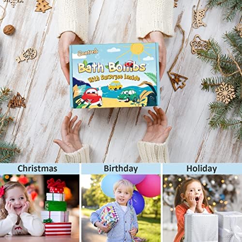 Bath Bombs for Kids with Surprise Toys Inside, 9 Pack Pull-Back Car Bath Bombs Gift Set for Boys Girls Birthday Easter Egg Xmas, Bubble Kids Safe Bath Fizzy Ball with 3 Multifunctional Vehicles Cars