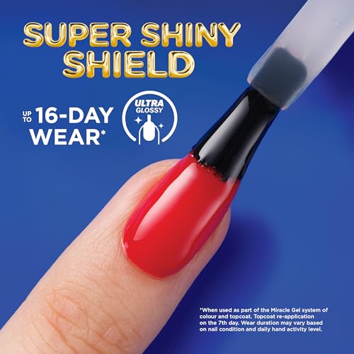 Sally Hansen Miracle Gel, Super Shiny Shield, Quick Dry, Long Lasting, Sheer, Shiny Topcoat Nail Polish
