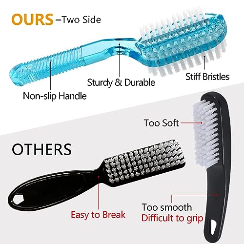 Handle Grip Fingernail Brush Two Sided Nail Brush Foot Scrub Brush Soft Stiff Bristles Hand Cleaning Brushes Nails Toes Scrubber for Men Women Kids,4 PCS