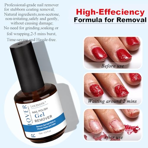 Gel Nail Polish Remover - Quick Gel Polish Remover for Nails in 3-5 Minutes, Gel Nail Remover Kit with Nail Cuticle Oil and Latex Tape, Easy Gel Remover removedor de esmalte gel
