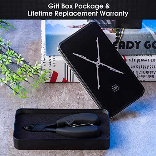 Toenail Clippers for Thick & Ingrown Toe Nails Heavy Duty Precision Nail Scissors Super Sharp Curved Blade Grooming Tool opove X5, Black