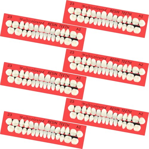 BBTO 6 Sets Acrylic Resin Fake Teeth artificial teeth Denture Replacement tooth prop Synthetic Resin Denture for Replacement, 112 Pieces, 23 A2