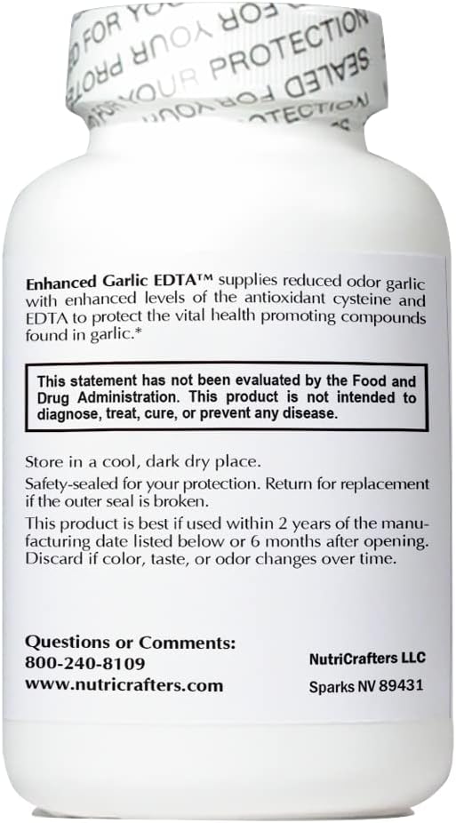 Enhanced Garlic EDTA 120 capsules - 3 Pack - 1000mg High Potency Calcium Disodium EDTA Formula - No Magnesium Sterate or Aluminum Containing Zeolite - 1,000mg per day -3 Bottles of 120 Capsules