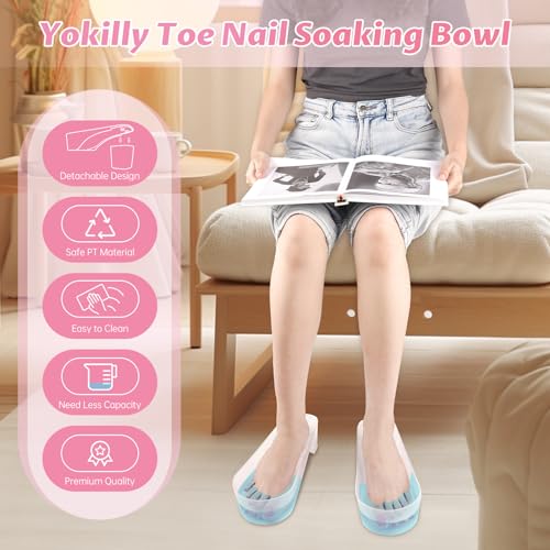 Yokilly Toe Nail Soaking Bowl, 2 PCS Toenails Soak Off Bowl, Shoe Design Foot Bath Soak Tub Bowl, Acetone Proof Pedicure Foot Spa Nail Soaker Bowl for Soak Off Dip Powder Gel Polish Remover (Clear)