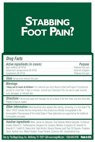 MagniLife DB Pain Relieving Foot Cream, Calming Relief for Burning, Tingling, Shooting & Stabbing Foot Pain, Moisturizing Foot Cream Suitable for Diabetic and Sensitive Skin - 2 Packs of 4 oz