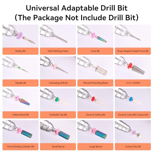 Makartt Nail Drill Handpiece for Up200 Machine:Professional Electric File Remove Gel Polish Poly Nail Gel Black B-05 Removing for Removing Acrylic Nail Polish Acrylic Nail Tools