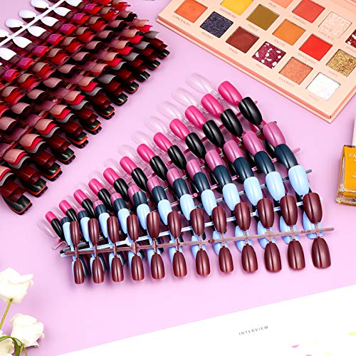 Maitys 720 Pieces 30 Sets Medium Square Press on Nails Glossy Fake Nails Solid Color Artificial Tips Full Cover for Women Girls Ballerina DIY(Classic Colors)