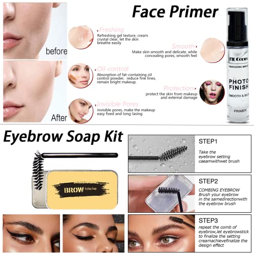 All in One Makeup Kit for Women Full Kit, Makeup Set 12 Colors Eyeshadow, Foundation & Primer, Lipsticks, Eyeliner, Mascara, Contour Stick, Brow Soap, Brush & Sponge, Make Up Gift Set for Women, Teens