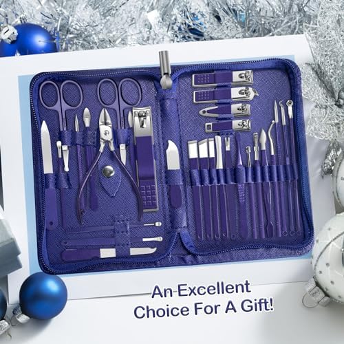 Manicure Set 30 in 1 Nail Clippers Set,Nail Manicure Kit for Women,RedFlow Toenail Clippers,Pedicure Kit,Pedicure Tools,Suitable for Travel Manicure Tools (Purple)