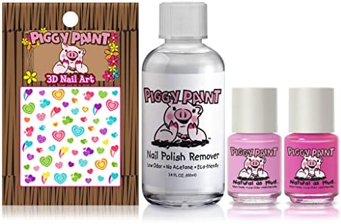 Piggy Paint | 100% Non-Toxic Girls Nail Polish | Safe, Cruelty-Free, Vegan, & Low Odor Nail Polish for Kids | Perfectly Pink (2 Polish, 1 Remover & Nail Art Gift Set)