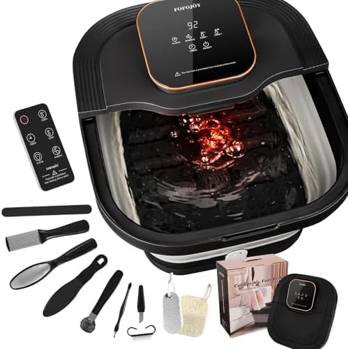 Collapsible Foot Spa Bath with Heat and Massage Roller, Bubble, Temperature Control, Remote Control, Foot Pedicure Kit, Pedicure Foot Spa
