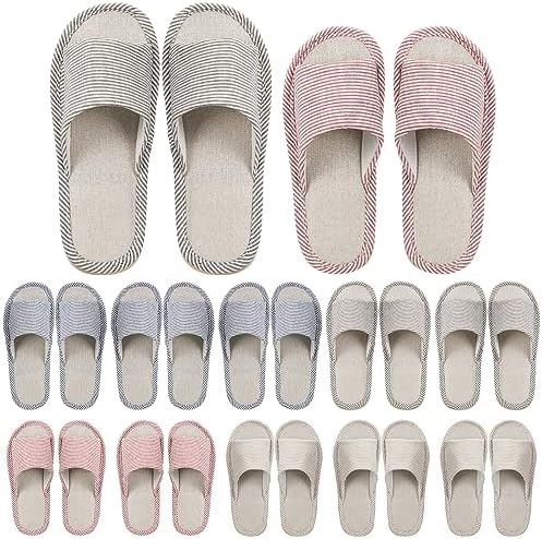 Suhine 12 Pairs House Slipper for Guests Open Toe Spa Slippers Non Slip Indoor Comfortable Breathable Home for Travel Guests Hotel Home Bedroom Unisex