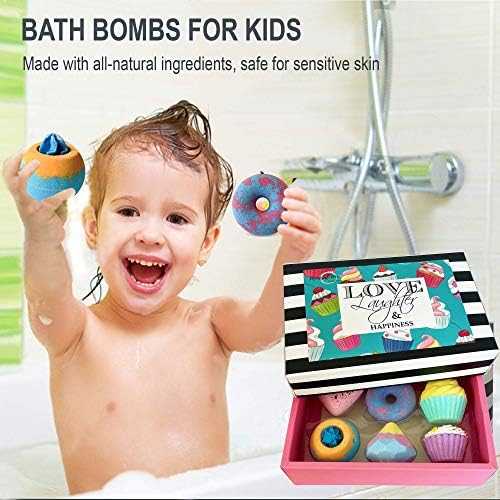 Bath Bombs for Kids - 6pc Gift Set Aromatherapy Natural Bath Bombs with Organic Ingredients, Skin Moisturizing Bubble Bath Fizzy, Gentle, Relaxing Birthday BathBombs for Girls, Women, Kids
