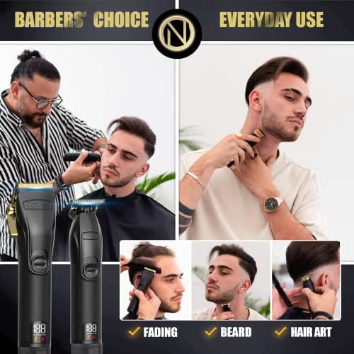 Novah® Professional Hair Clippers for Men, Professional Barber Clippers and Trimmer Set, Mens Cordless Hair Clipper for Barbers Haircut Fading Kit Fade - Gold