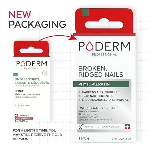 PODERM – 100% NATURAL NAIL REPAIR - Revitalizes Damaged and Split Nails with Hydrating & Exfoliating Formula – Effective Nail care : Also Acts as a Nail Strengthener for Damaged Nails – Swiss Made