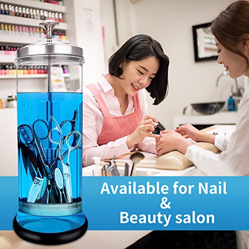 Disinfectant Sterilizer Jar - Durable Glass for Nail Tools and BarberShop Hair Stylist Tools (50 Oz /1500ml)