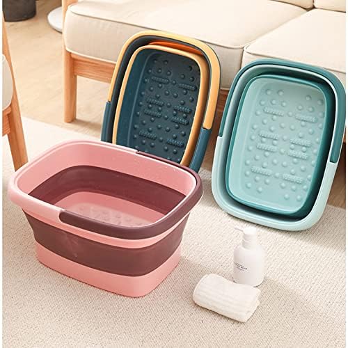 Collapsible Foot Bath Soak Tub with Handle: 15L/4 Gallons Extra Large Foot Soaking Tub - Portable Foot Bath Basin Foot Bucket for Soaking Feet - Pedicure Bowl (Green)