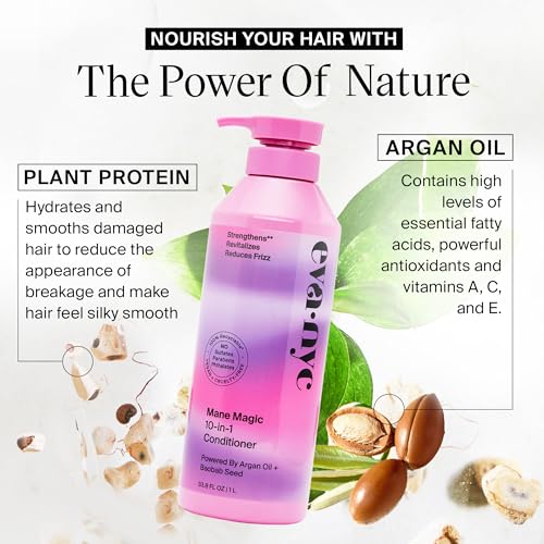 Eva NYC Mane Magic 10-in-1 Hair Conditioner, Sulfate-Free for Soft, Smooth, Strengthened Locks - All Hair Types, GMO-Free, 1L