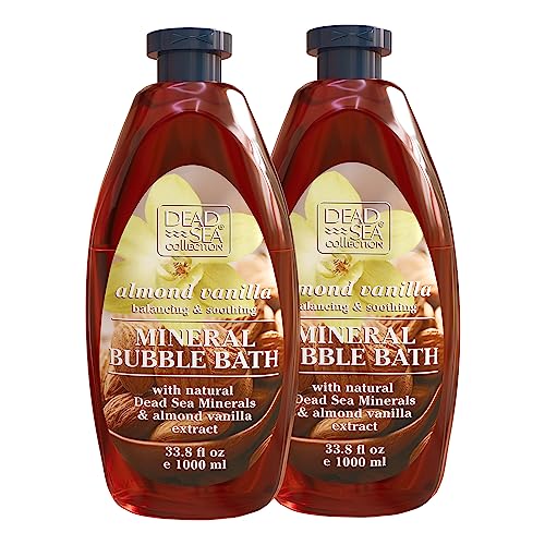 Dead Sea Collection Bubble Bath with Almond Vanilla for Women and Men - Sweet Almond Oil and Dead Sea Salt - Nourishing and Moisturizing Skin - Pack of 2 (67.6 fl.oz)