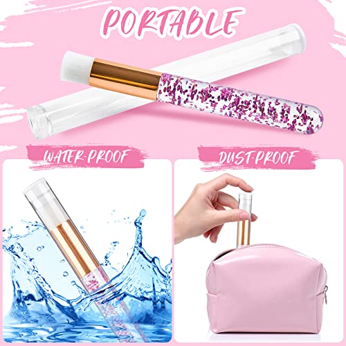 TUZAZO 40 Pieces Pink Lash Shampoo Brushes Set - 20pcs Glitter Crystal Eyelash Extension Cleanser Brush with 20pcs Plastic Travel Tube - Nose Pore Deep Cleaning Brush for Facial Cleansing
