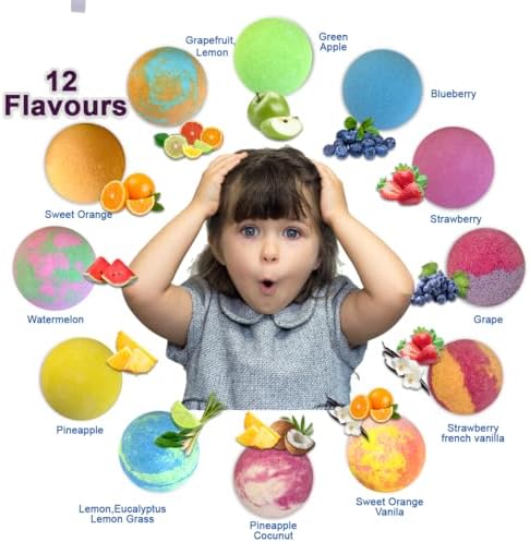 Bath Bombs for Kids with Surprise Inside, 12 Bubble Bath Fizzies with Jungle Animal Toys. Moisturizing, Gentle & Kids Safe, Rainbow Spa Bath Fizz, Birthday Gifts for Boys, Girls