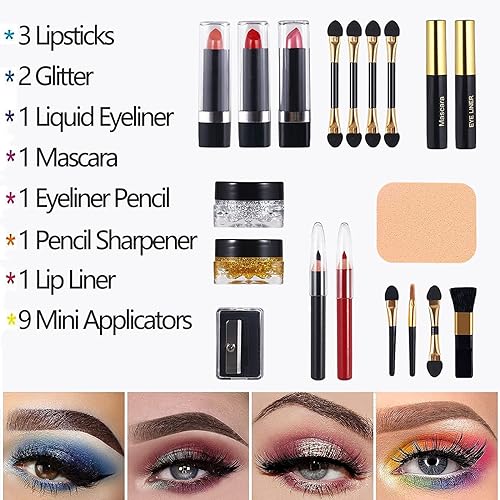 M 58 Color Professional Makeup Kit, makeup pallet,All In One Makeup Set for Women Girls Beginner,Include Eyeshadow Facial Blusher Eyebrow Powder Face Concealer Powder Eyeliner Pencil and a Mirror(331Y)