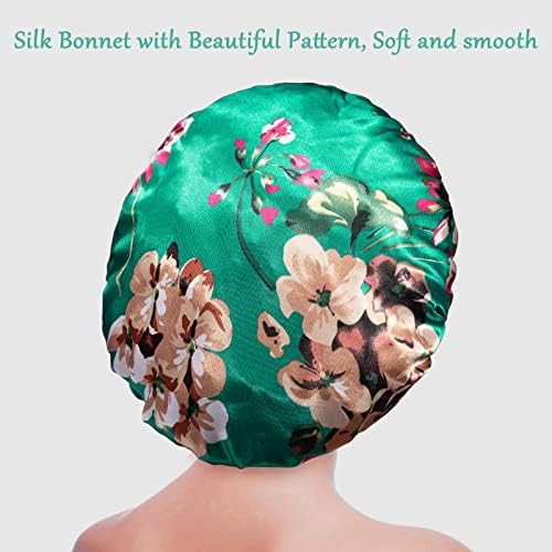 Satin Bonnet Hair Bonnet for Sleeping- 4 Pack Large Silk Bonnets for Women with Elastic Soft Band for Hair Care Braids