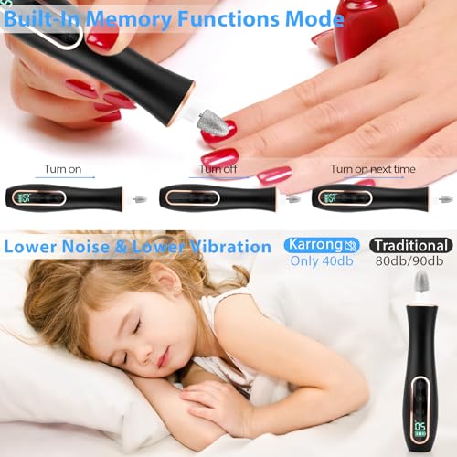 Professional Manicure Pedicure Kit, Cordless Electric Nail File Set, 360° LED Light Nail Drill Machine with LCD Display, 10 Speeds Rechargeable Nail Drill for Gel Nail Thick Toe Nails Christmas Gifts