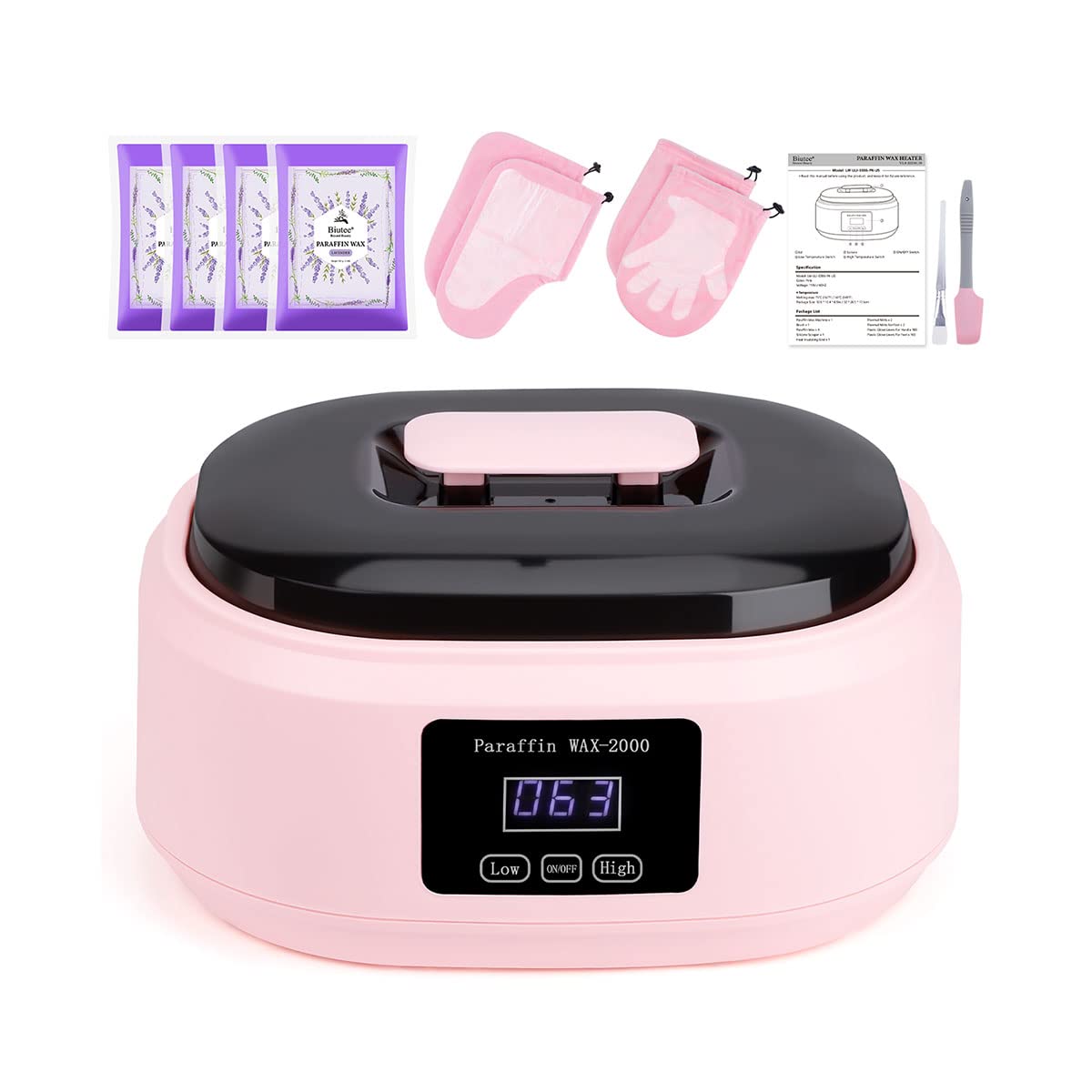 Biutee Paraffin Wax Machine Touchscreen 3500ml Paraffin Wax Warmer with 4 Pack Lavender Wax 30Min Fast Wax Meltdown Temperature Control Paraffin Hot Wax Spa Arthritis Paraffin Bath