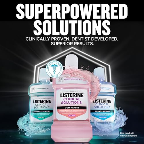 Listerine Clinical Solutions Mouthwash, Enamel Strength, Daily Anticavity Fluoride Mouthwash to Repair Tooth Enamel & Help Prevent Tooth Decay, Alpine Mint, 1 L, 2 Pack