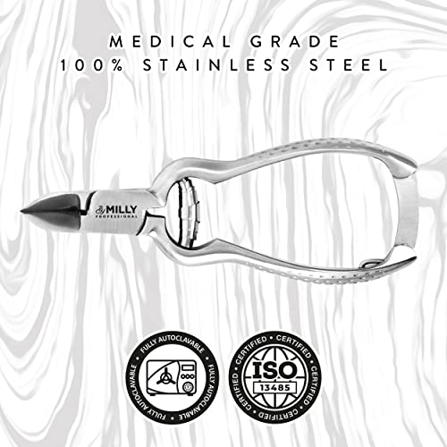High Carbon Stainless Steel Heavy Duty Toenail Clippers for Thick Toenails | Trim Thick or Hard Toenails | Professional Nail Clippers for Seniors & Podiatrist Toenail Clippers (Silver)