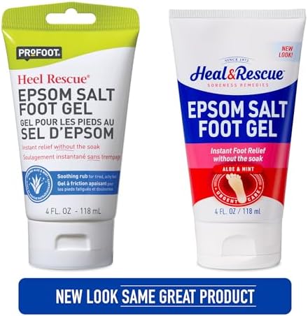 Heal&Rescue Epsom Salt Foot Gel, 4 Ounce, Soothing Relief for Painful, Tired, Aching Feet, Ditch the Foot Bath for Instant Relief