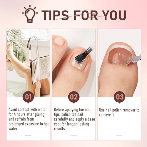 UNA GELLA Toe Nail Press Ons Honey Brown Toe Nail Tips Gel Nail Tips French Tip Press On Nails -216pcs 12sizes Soft Gel Press On Toenails Acrylic Nails Soak Off Toenail Press Ons For Home DIY Nail