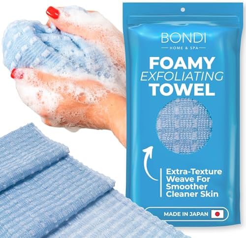 BONDI Exfoliating Washcloth for Smooth Skin - Extra Long - Perfect for Back Scrubbing - Made in Japan