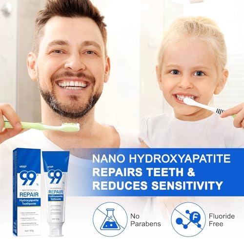 2Pack Hydroxyapatite Toothpaste, Fluoride Free Nano Hydroxyapatite Toothpaste, Help for Strengthening Enamel, Gentle Mint