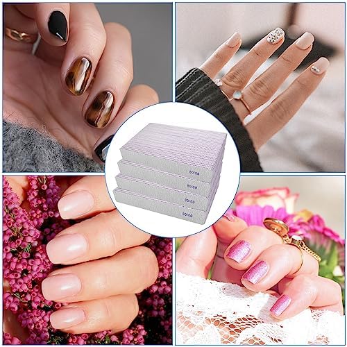 80/80 Grit Nail Files (100 Pcs), Coarse Emery Boards for Acrylic Nails and Gel Nails, Nail File Double Sided 80 Grits Emory Professional Nail Filers Pack