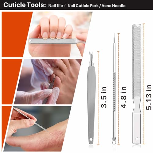 Konovo Ingrown Toenail Tool Kit 9 Pcs, Toe Nail Clippers for Adult and Seniors, Large Toenail Clipper for Ingrown Toenail Treatment/Thick Nails