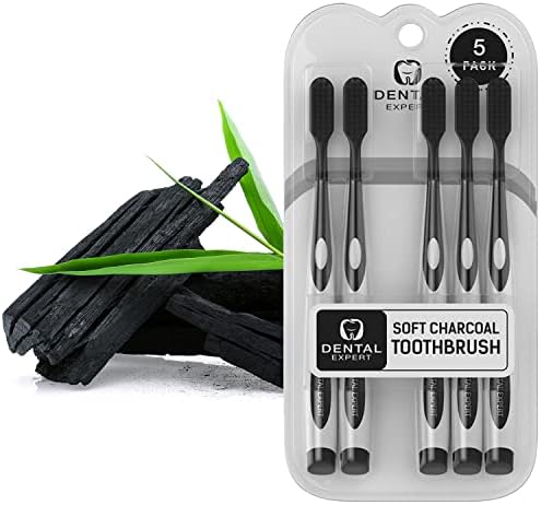 Black Charcoal Toothbrush Ultra Soft for Sensitive Gums - Teeth Whitening Brush for Adults & Children [Extra Family Pack] Super Soft Tip Bristles