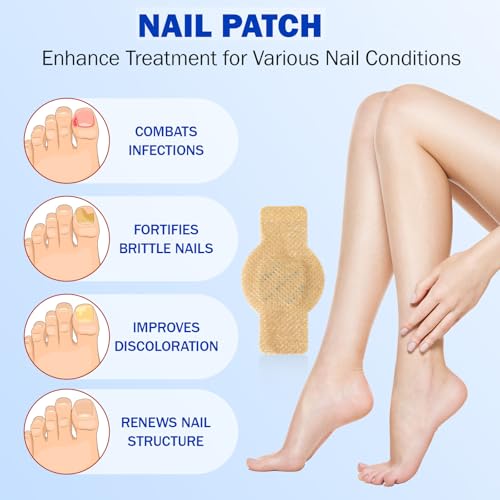 Nail Patches 42 PCS Toenail Treatment Extra Strength 8-Hour Overnight Nail Fast Acting Repair Effortless Hydrogel Nail Care and Repair for Damaged Nails Overnight Renewal for Men and Women