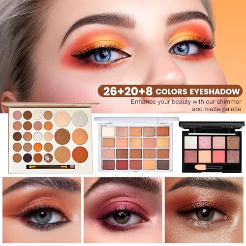 All in One Makeup Kit, Makeup Kit for Women Full Kit, Make Up Gift Set for Women, Makeup Essential Bundle Includes Foundation Eyeshadow Palette Concealer Lipstick Eyeliner Mascara Cosmetic Brush Set