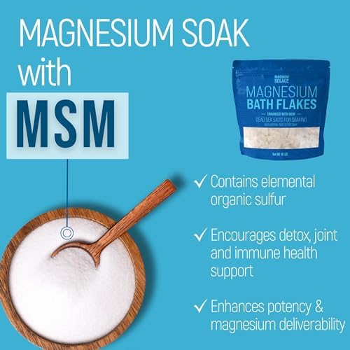 Magnesium Flakes with MSM - Magnesium Chloride Flakes - Dead Sea Salts for Soaking, 10 LBS
