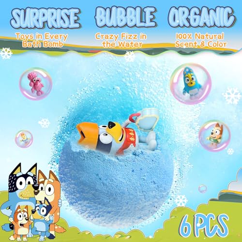 Bath Bombs for Kids: XXL Bath Bombs with Surprise Inside, Organic Bath Bombs Rich in Natural Essential Oils, Kids Bath Bombs Gift Set for Dry Skin Moisturize, Gifts Card for Kids (6 Pcs)