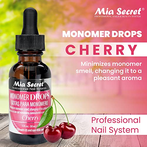 Mia Secret Monomer Drops Cherry Scent, 1oz - Odor Out Drops for Liquid Acrylic Monomer - Liquid Monomer Odor Neutralizer
