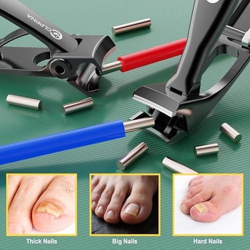 Nail Clippers for Seniors, CLPPNA Wide Jaw Fingernail Clippers and Angled Head Toenail Clippers for Thick Nail, 4 Pack Professional Nail Clippers for Men, Women&Pregnant, Black