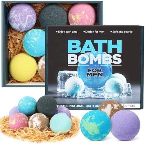 Bath Bombs for Men, 8 Pack Organic Bath Bombs Set with Natural Essential Oils, Relaxing Gifts for Men & Women, Father's Day Birthday Easter Gift for Husband Boyfriend