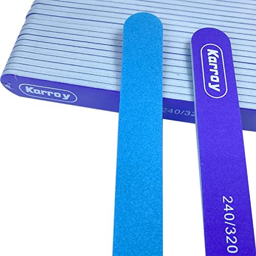 Nail File and Buffer for Natural Nails Dual Sided 2 Steps Shorten and Shape Nail Tools 20pcs 240/320 Grit