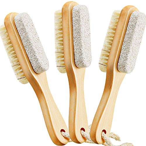 3 Pieces Foot File Rasp Callus Remover Pumice Stone Rasp Brush Double Sided Foot Scrubber Exfoliator with Pumice Stone and Bristle Brush Foot Scraper Pedicure Tools for Dry Dead Skin Foot Care