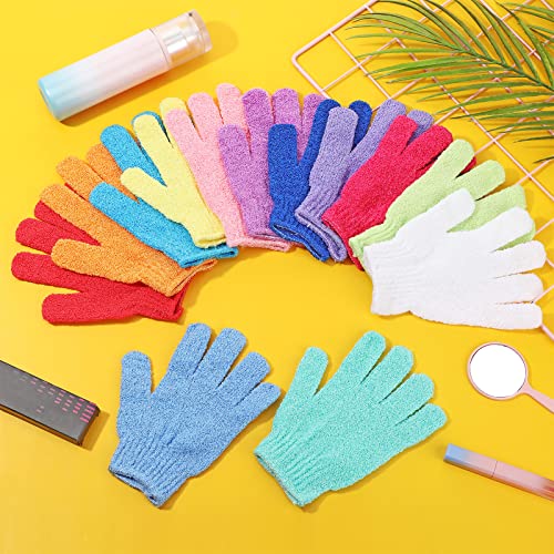 Tegeme 100 Pcs Exfoliating Gloves Bulk Double Sided Nylon Colorful Bath Shower Gloves for Men Women Beauty Spa Massage Shower Deep Clean Body Skin Scrubber Bathing Accessories,13 Colors