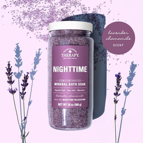 Village Naturals Therapy Nighttime Concentrated Mineral Bath Soak, 20 oz, Pack of 4